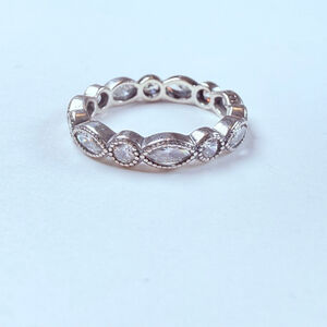 Pandora Alluring Cubic Zirconia CZ Marquise & Round Infinity Sterling Silv Ring